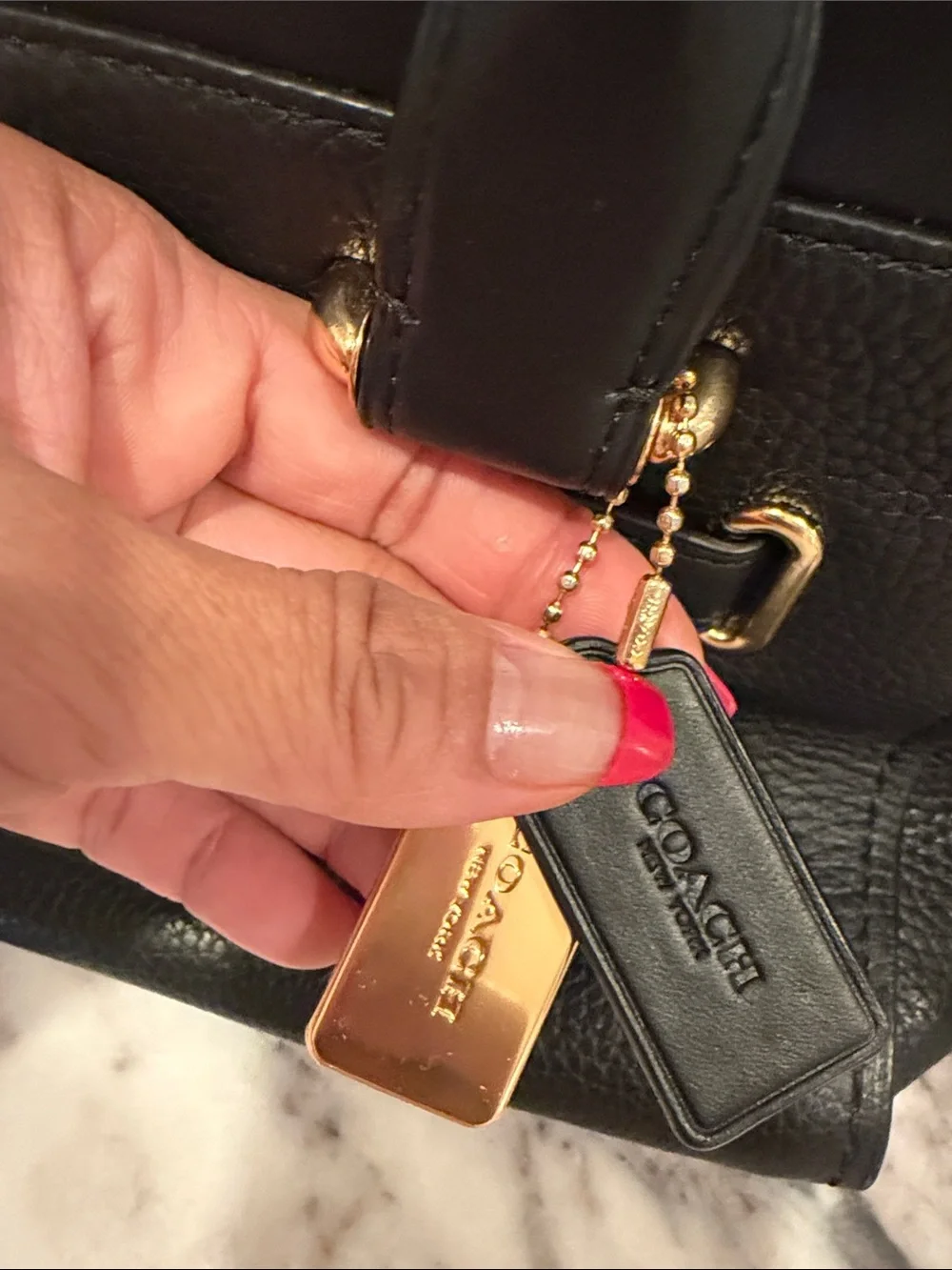 Coach Black Pebbled Leather Satchel with Gold Hardware